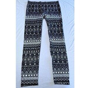 No Boundaries Black White Tribal Print Leggings Size XL 15 17 Juniors Pants